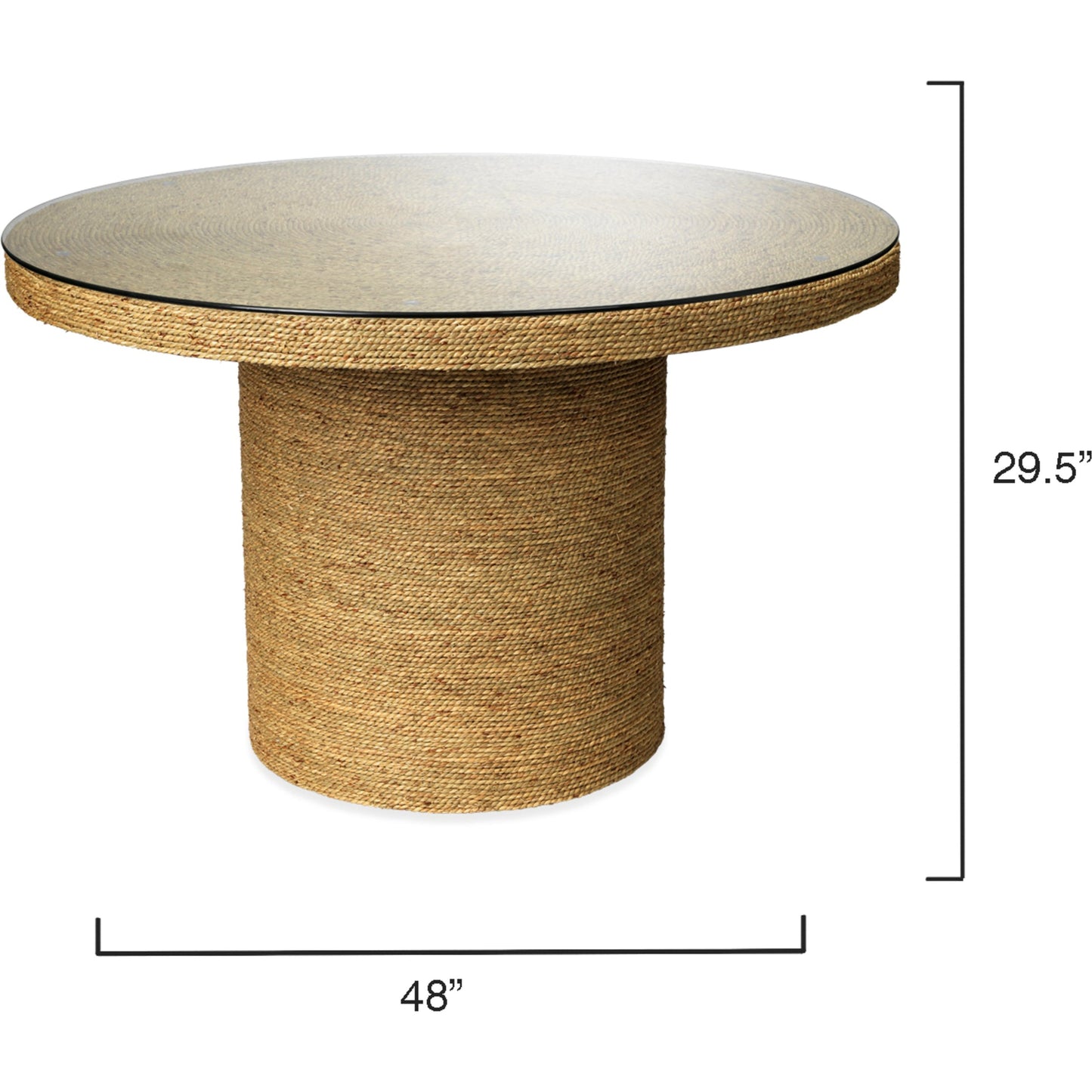 002 SR-912956 | Additional Silo | Harbor Round Bistro Table by Jamie Young. Made from seagrass with tempered glass in a coastal style.