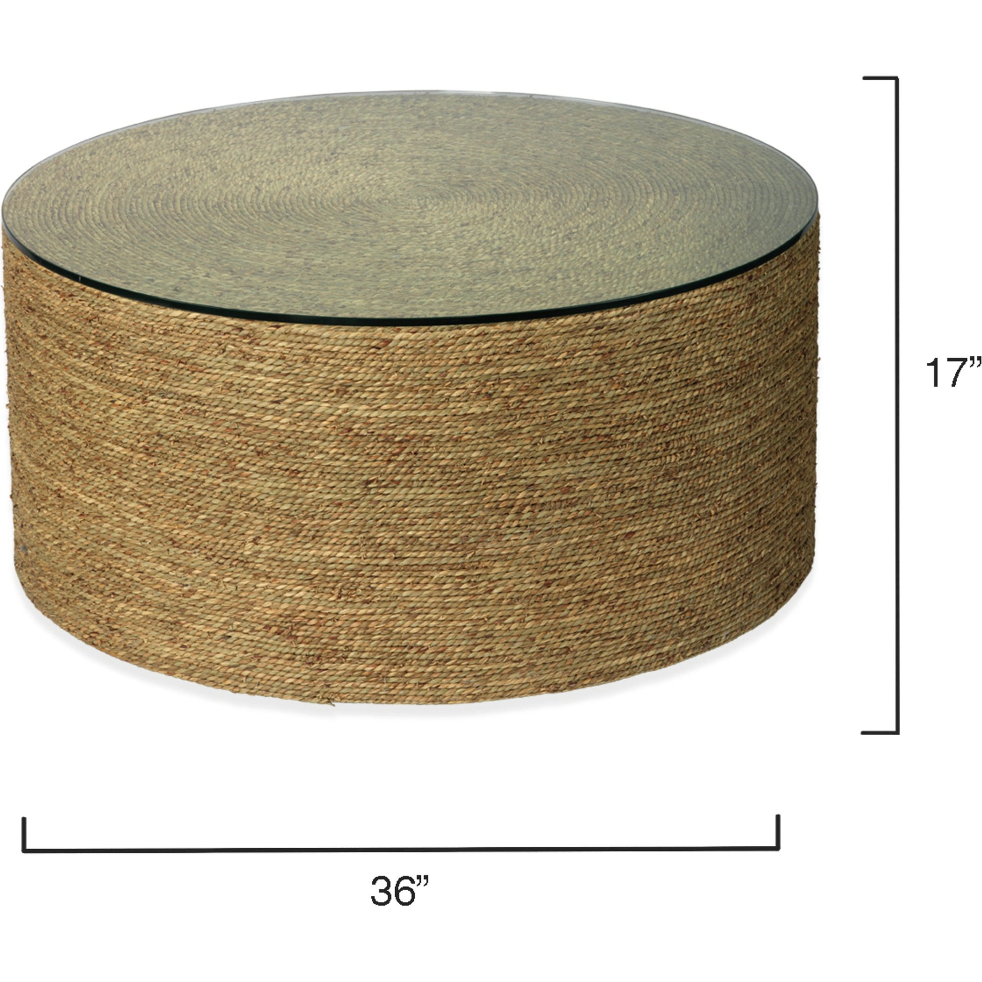 Harbor Coffee Table by Jamie Young in natural. Made from seagrass, tempered glass in a modern style.