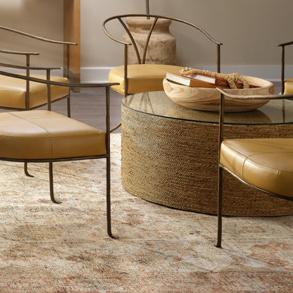 Harbor Coffee Table by Jamie Young in natural. Made from seagrass, tempered glass in a modern style.