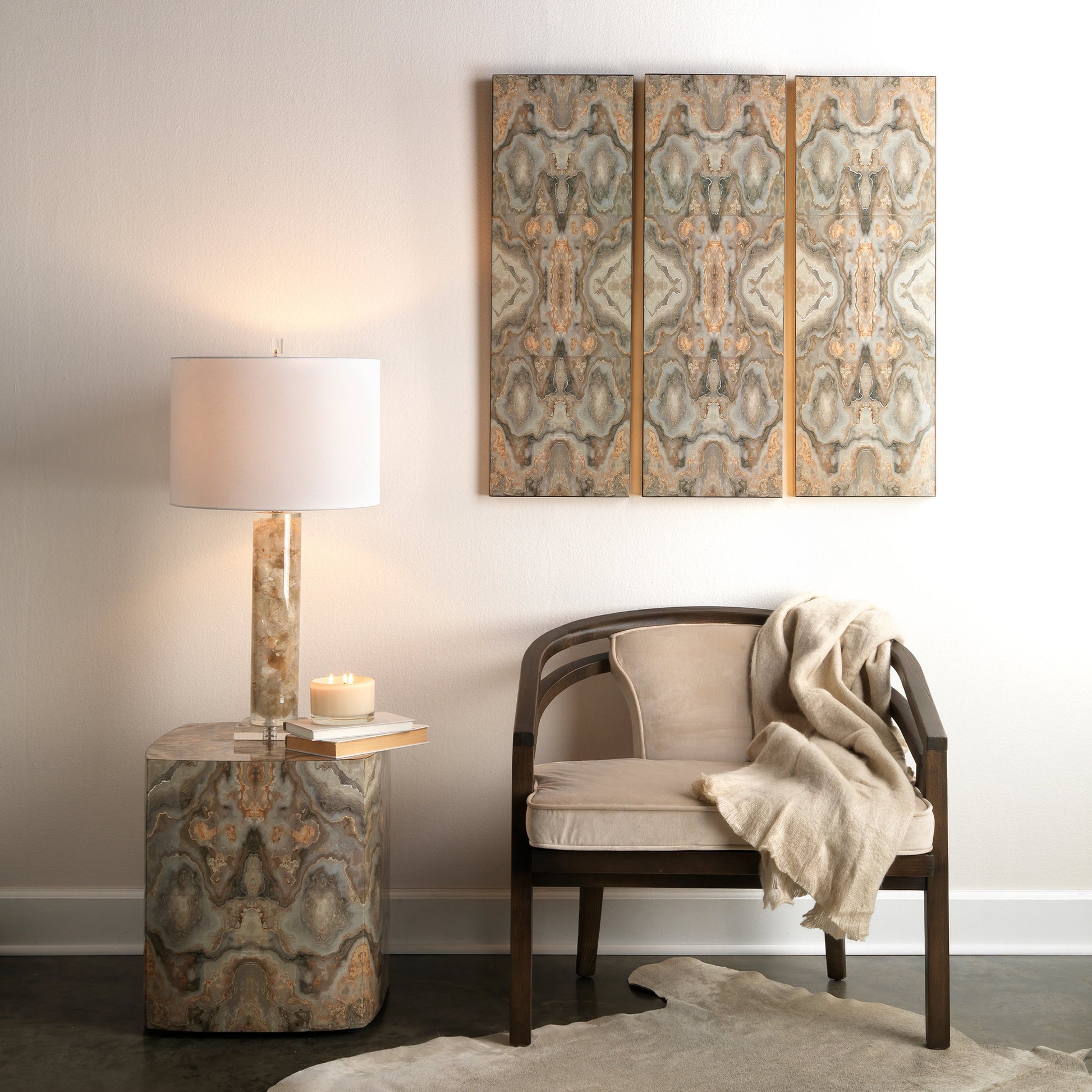 Ink Blot Side Table by Jamie Young in gray, cream. Made from mdf in a coastal style.