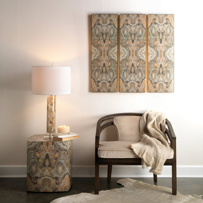 Ink Blot Side Table by Jamie Young in gray, cream. Made from mdf in a coastal style.