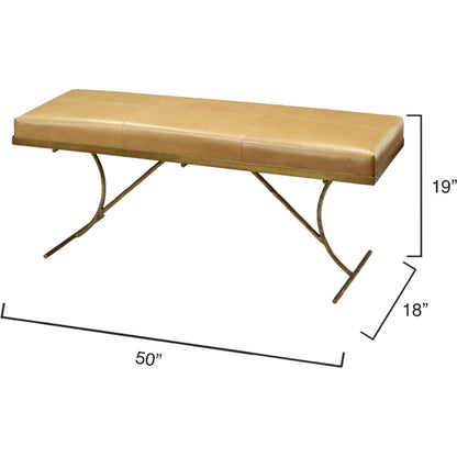 Kai Bench by Jamie Young in grey hide, black iron. Made from leather & iron in a modern style.