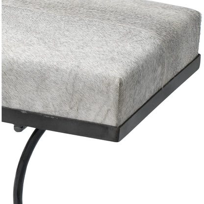 Kai Bench by Jamie Young in grey hide, black iron. Made from leather & iron in a modern style.