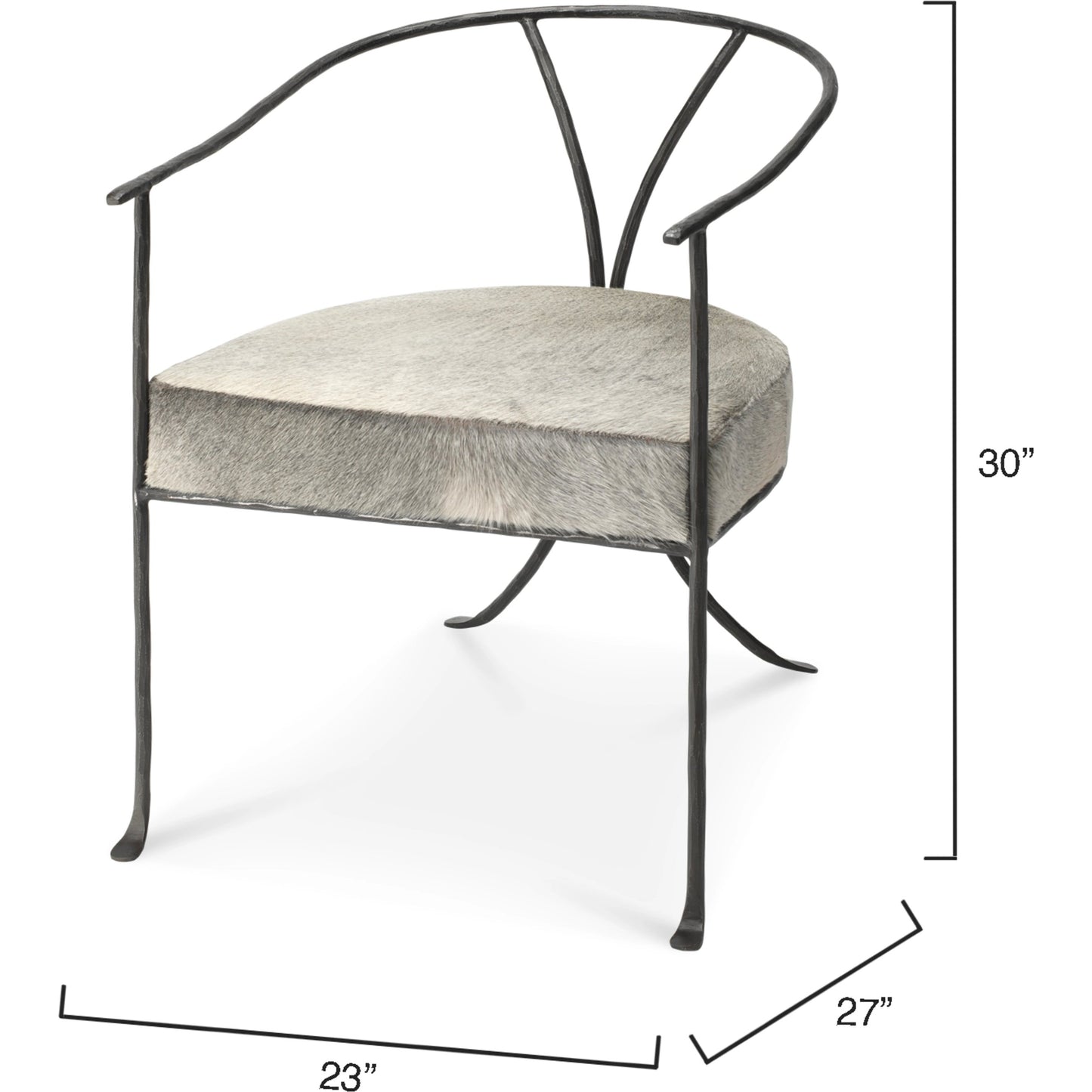 002 SI-1822201 | Additional Silo | Kai Chair by Jamie Young in grey hide, black hand forged iron. Made from grey hide, black hand forged iron in a transitional style.