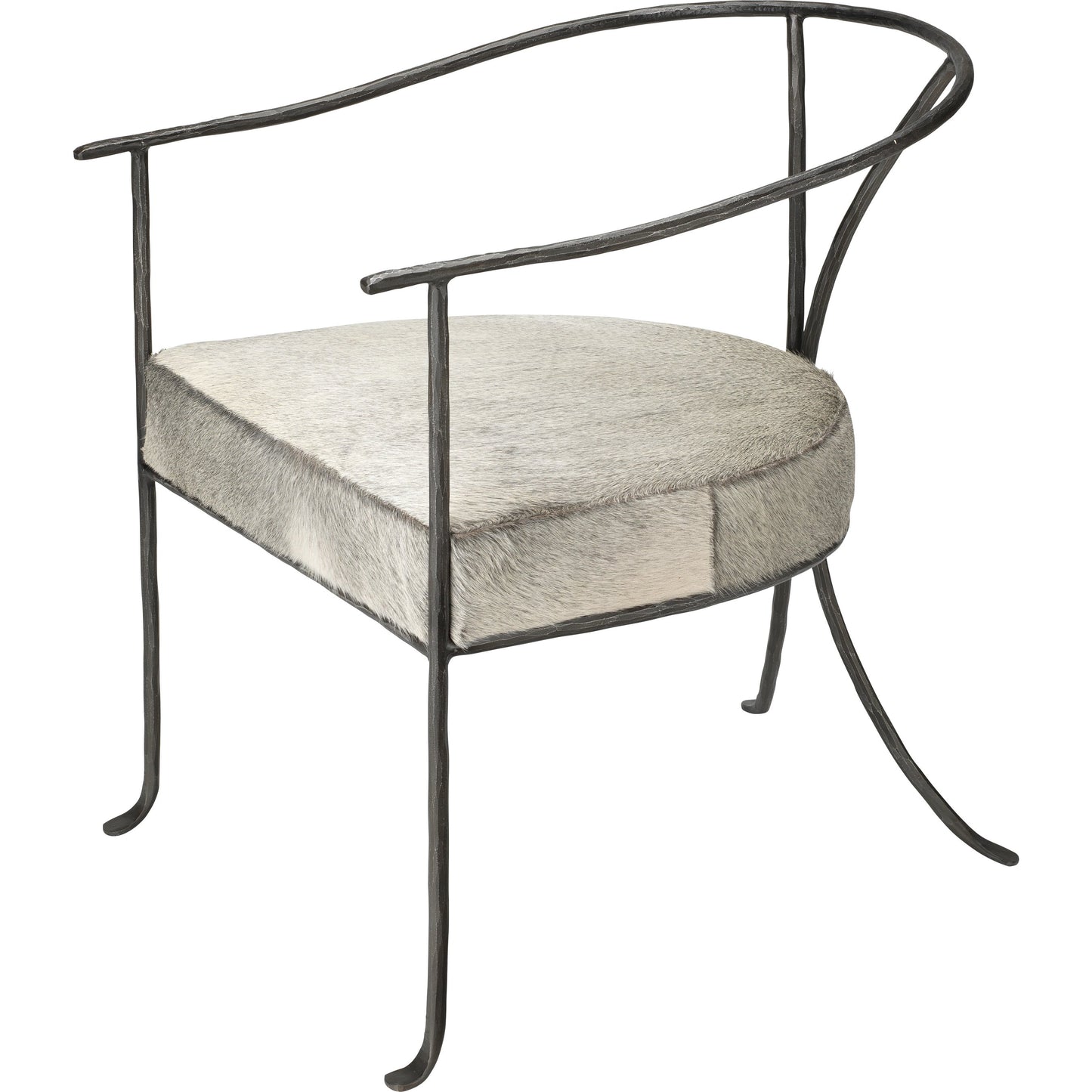 004 SI-1822201 | Additional Silo | Kai Chair by Jamie Young in grey hide, black hand forged iron. Made from grey hide, black hand forged iron in a transitional style.