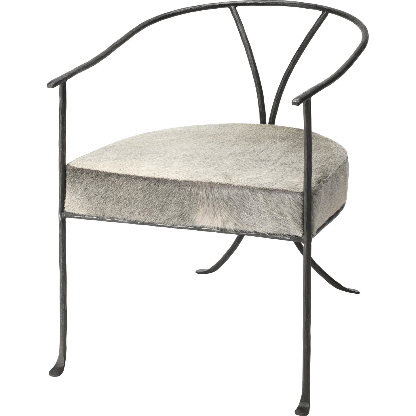 001 SI-1822201 | Primary Silo | Kai Chair by Jamie Young in grey hide, black hand forged iron. Made from grey hide, black hand forged iron in a transitional style.