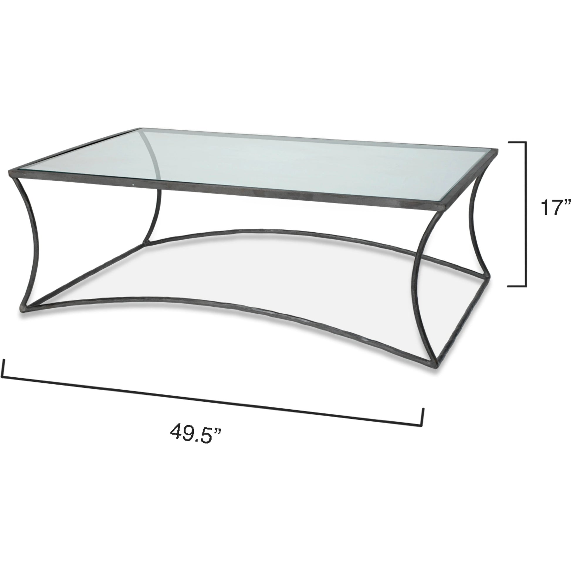 Kai Coffee Table by Jamie Young in black. Made from forged iron, clear tempered glass top in a modern style.