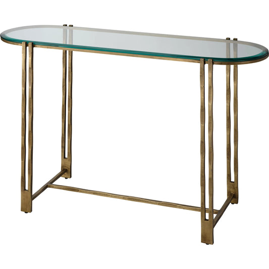 001 SI-2531175 | Primary Silo | Metrical Console Table by Jamie Young in antique brass. Made from iron in a unique style.