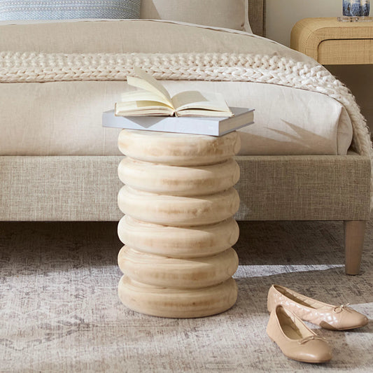 Mojave Side Table by Jamie Young in natural and natural paulownia wood. Made from wood: paulownia in a transitional style.