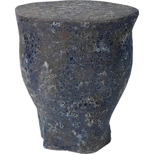 Molten Side Table by Jamie Young in blue. Made from ceramic in a coastal style.