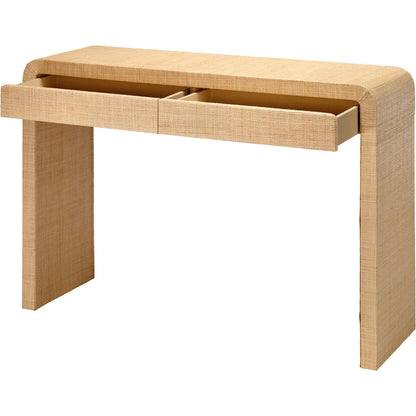 Montecito Console Table by Jamie Young in natural. Made from raffia, mdf in a transitional style.