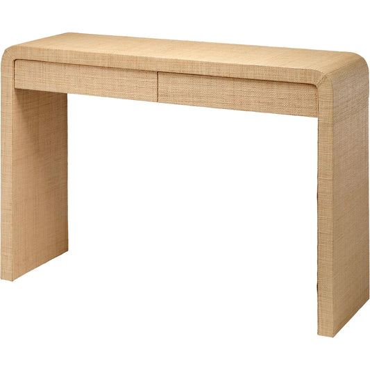 Montecito Console Table by Jamie Young in natural. Made from raffia, mdf in a unique style.