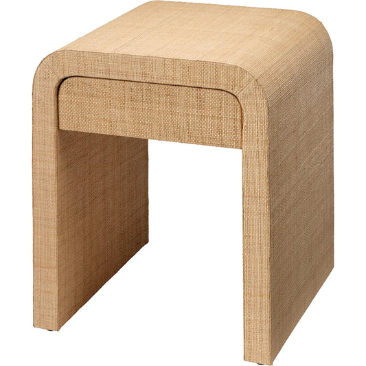 Montecito Side Table by Jamie Young in natural. Made from raffia, mdf in a unique style.