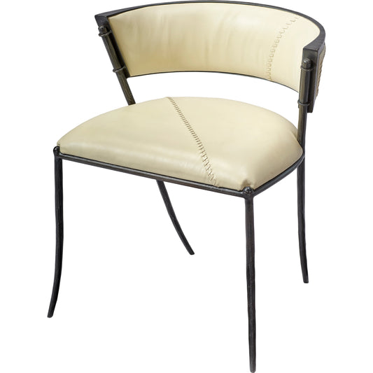 Nevado Chair by Jamie Young in off white & black. Made from leather & steel in a modern style.