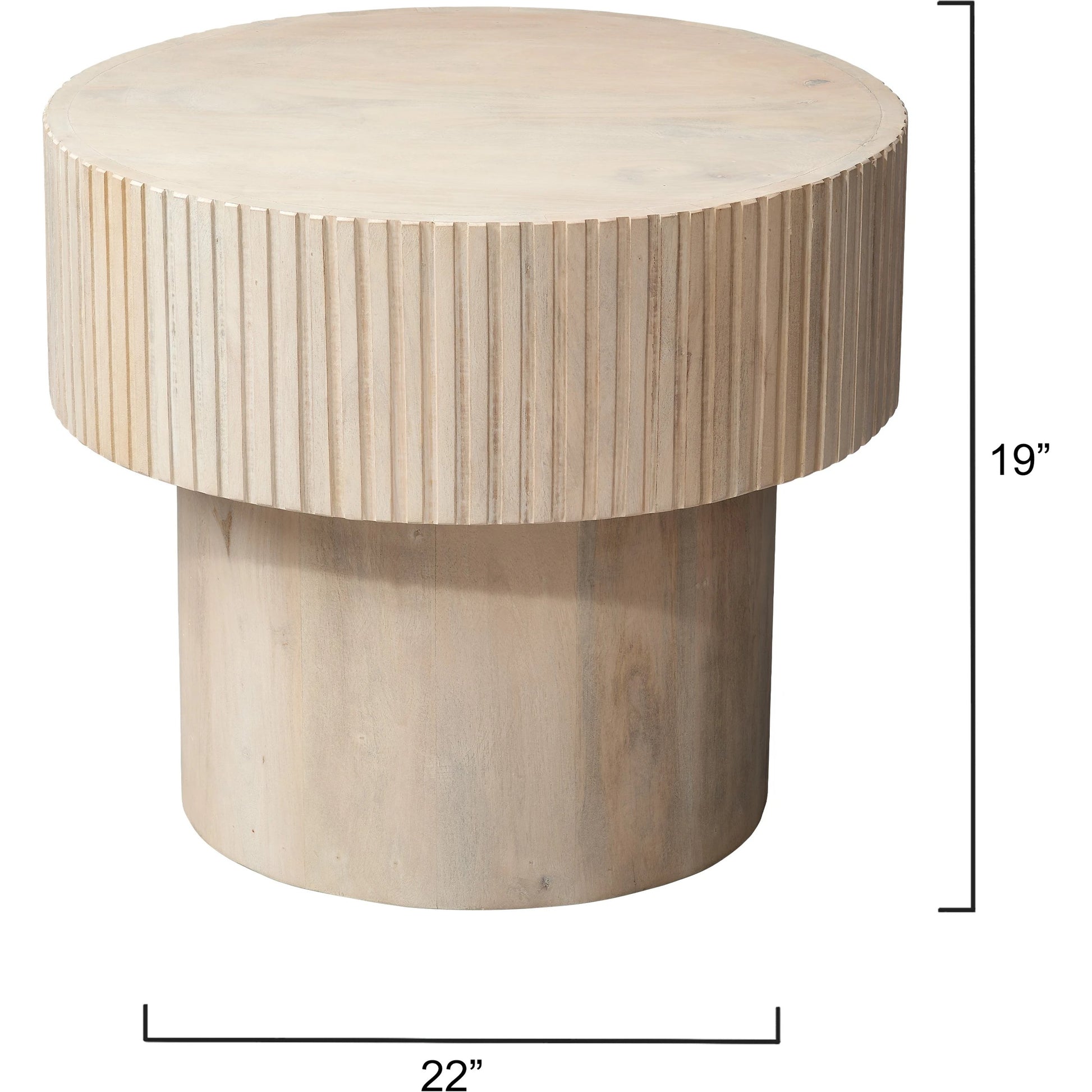 Notch Round Side Table by Jamie Young. Made from mango wood in a modern style.