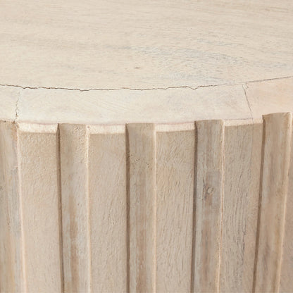 Notch Round Side Table by Jamie Young. Made from mango wood in a modern style.