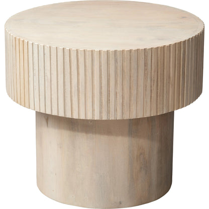 Notch Round Side Table by Jamie Young. Made from mango wood in a modern style.