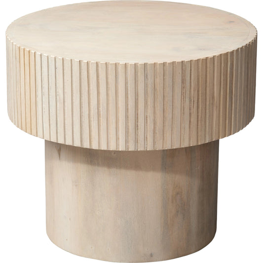 Notch Round Side Table by Jamie Young. Made from mango wood in a modern style.