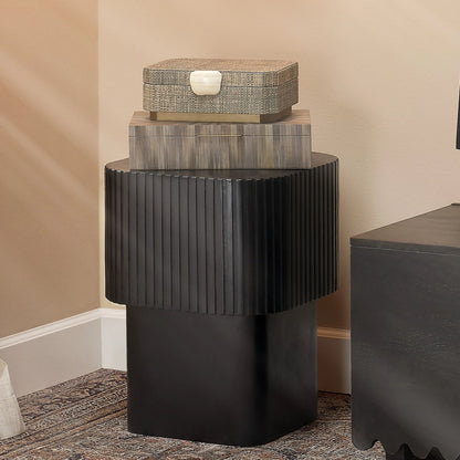 Notch Square Table by Jamie Young. Made from mango wood in a modern style.