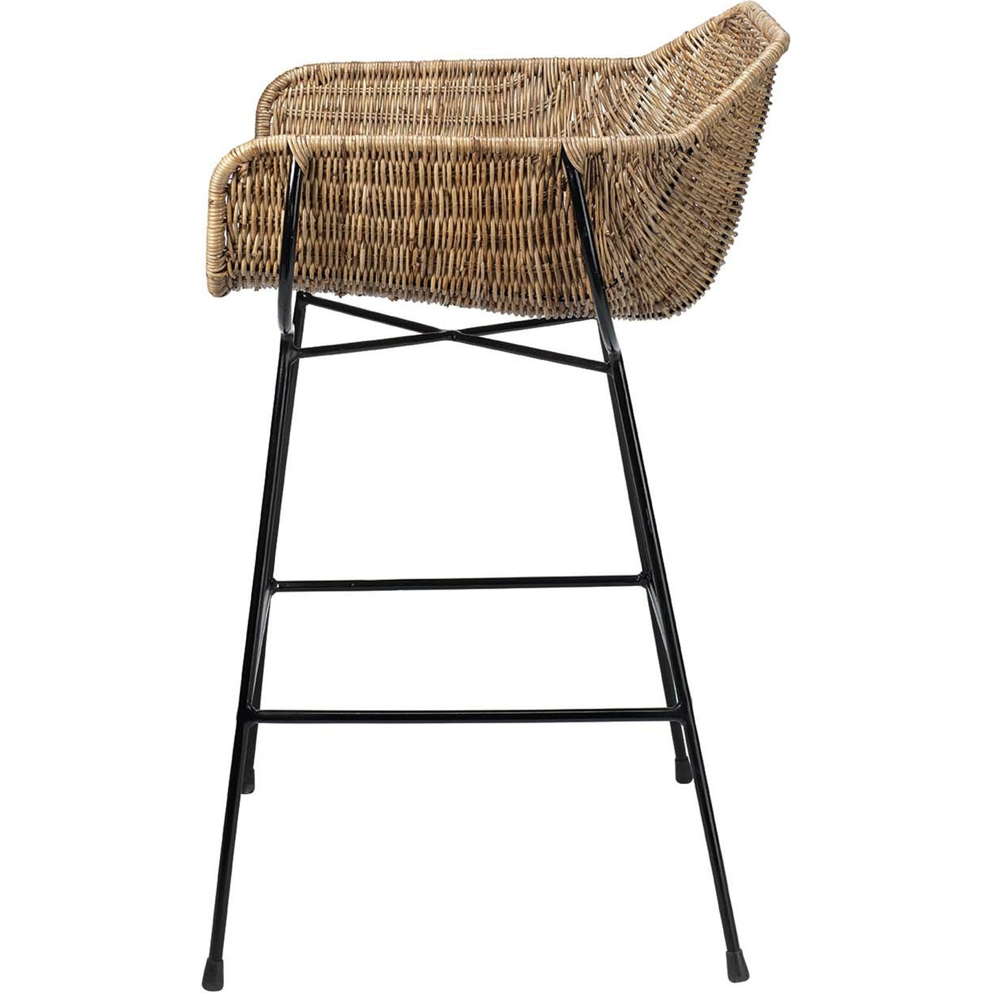 002 SR-708013 | Additional Silo | Nusa Counter Stool by Jamie Young in natural rattan, black steel. Made from steel, rattan slimit in a coastal style.