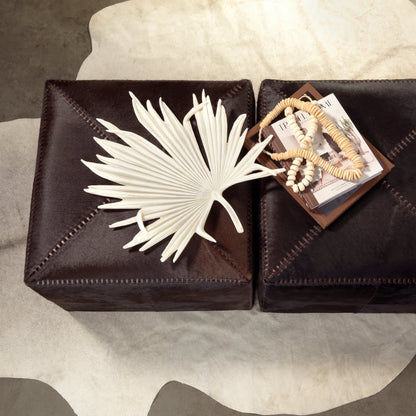 Large Ottoman by Jamie Young. Made from leather in a modern style.