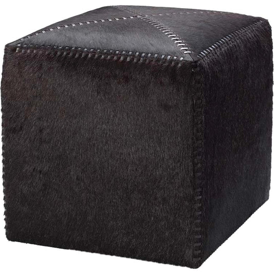 Small Ottoman by Jamie Young. Made from leather in a modern style.