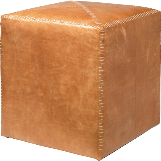 Small Ottoman by Jamie Young. Made from leather in a modern style.
