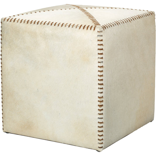 Small Ottoman by Jamie Young. Made from leather in a modern style.