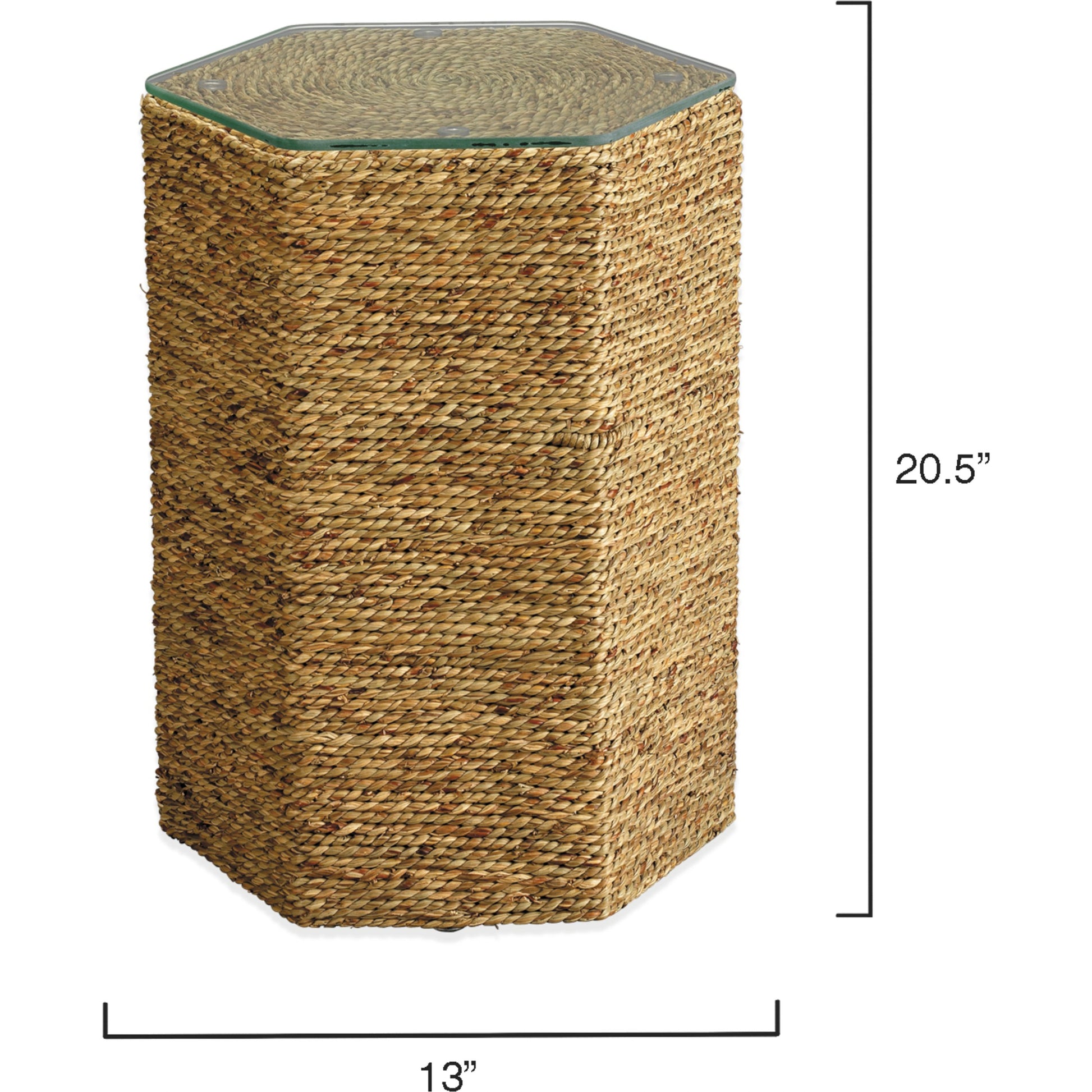 Peninsula Side Table by Jamie Young in natural sea grass. Made from sea grass in a modern style.