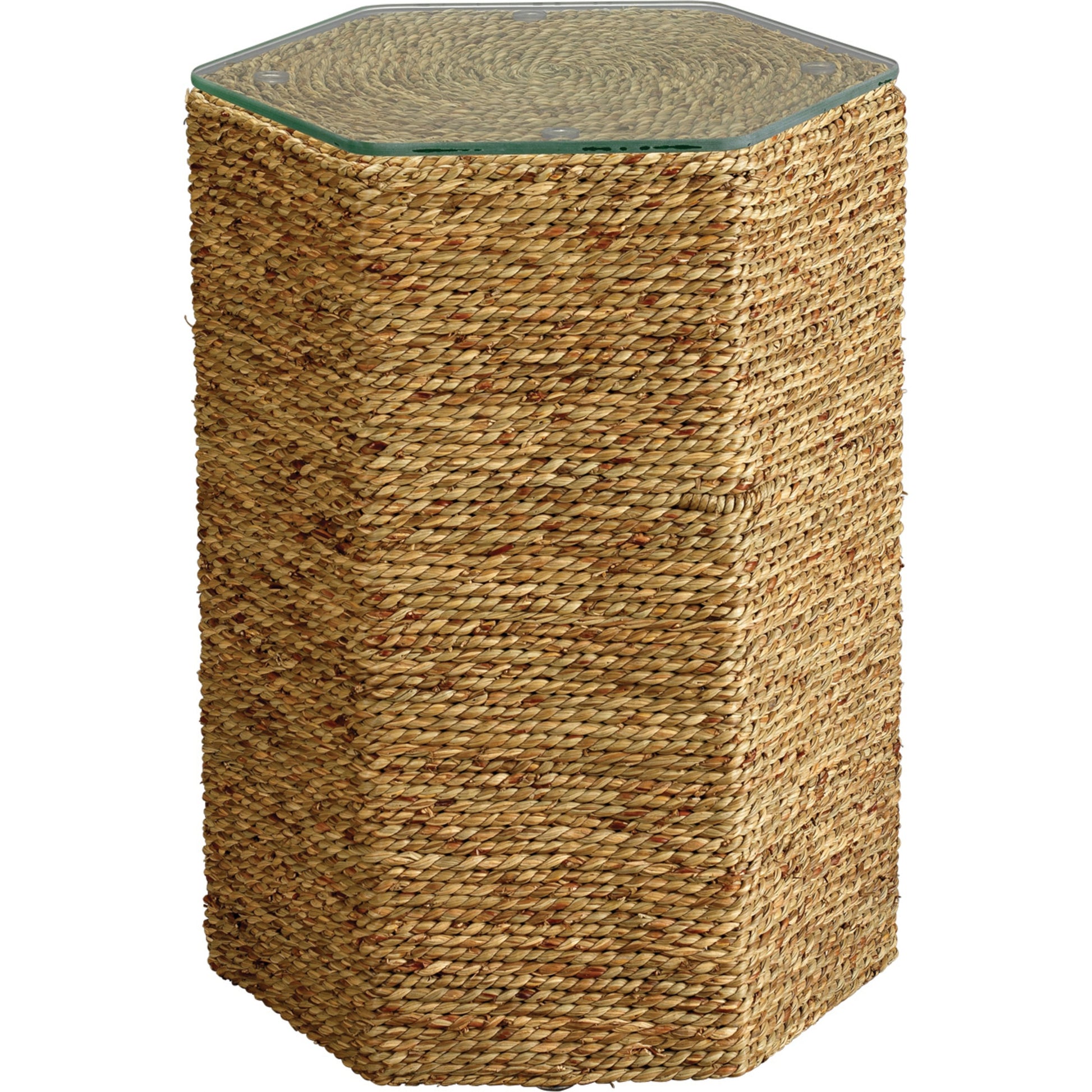 Peninsula Side Table by Jamie Young in natural sea grass. Made from sea grass in a modern style.
