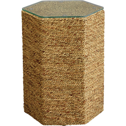 Peninsula Side Table by Jamie Young in natural sea grass. Made from sea grass in a modern style.