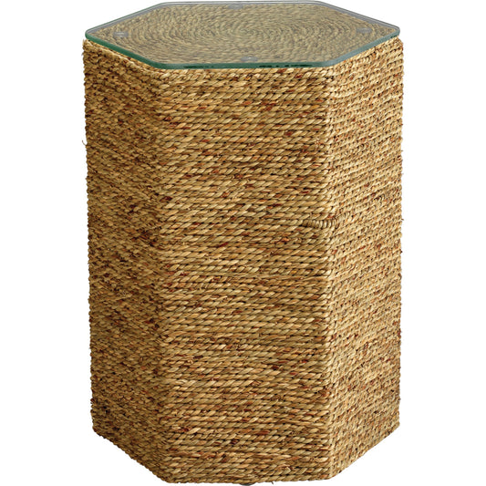 Peninsula Side Table by Jamie Young in natural sea grass. Made from sea grass in a modern style.