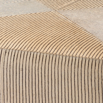 Pinstriped Ottoman by Jamie Young in black & cream hide. Made from mdf, hide in a cottage & farmhouse style.