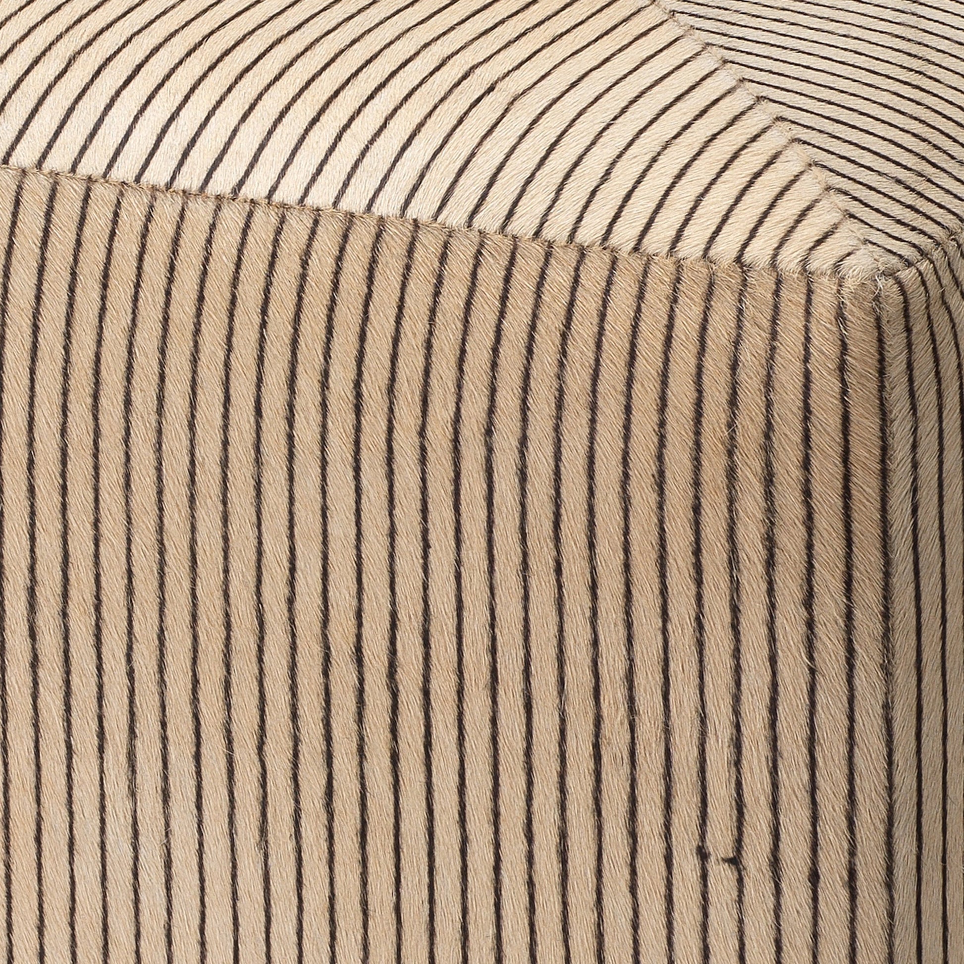 Pinstriped Ottoman by Jamie Young in black & cream hide. Made from mdf, hide in a cottage & farmhouse style.