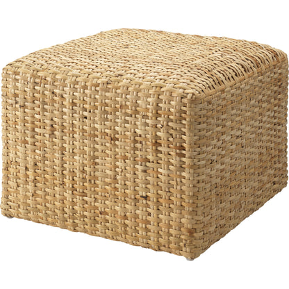 Rattan Ottoman by Jamie Young. Made from rattan in a modern style.
