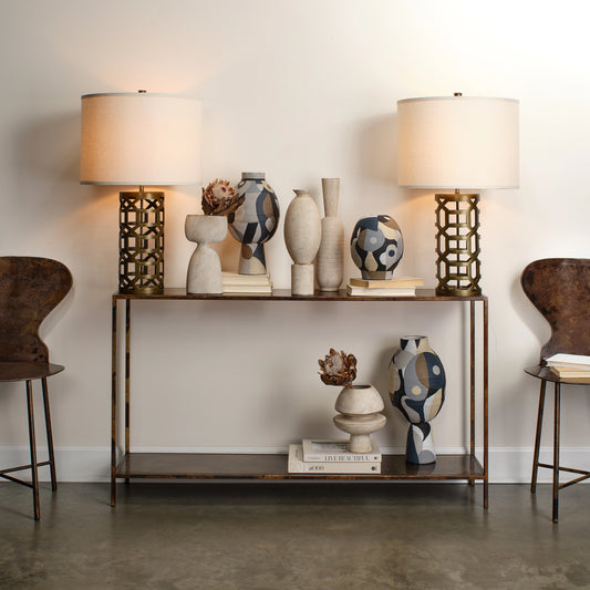 Royal Console Table by Jamie Young in brown. Made from metal in a modern style.