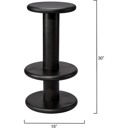 Rye Barstool by Jamie Young in white bleach. Made from mango wood in a modern style.