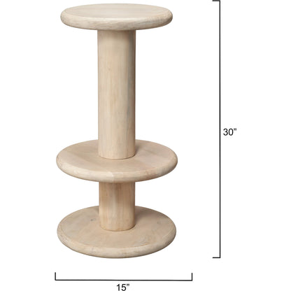 Rye Barstool by Jamie Young in white bleach. Made from mango wood in a modern style.