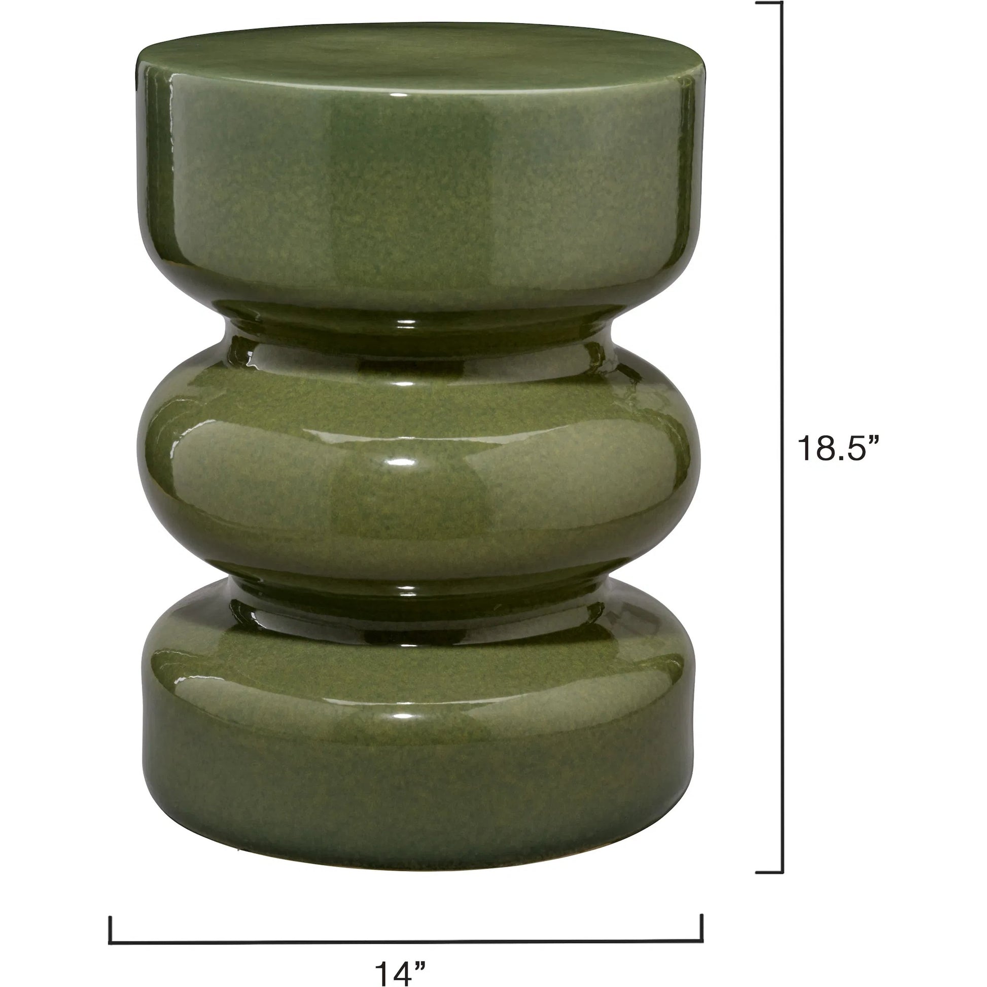 Saguaro Garden Stool by Jamie Young in green and reactive green glaze. Made from ceramic in a eclectic & global style.