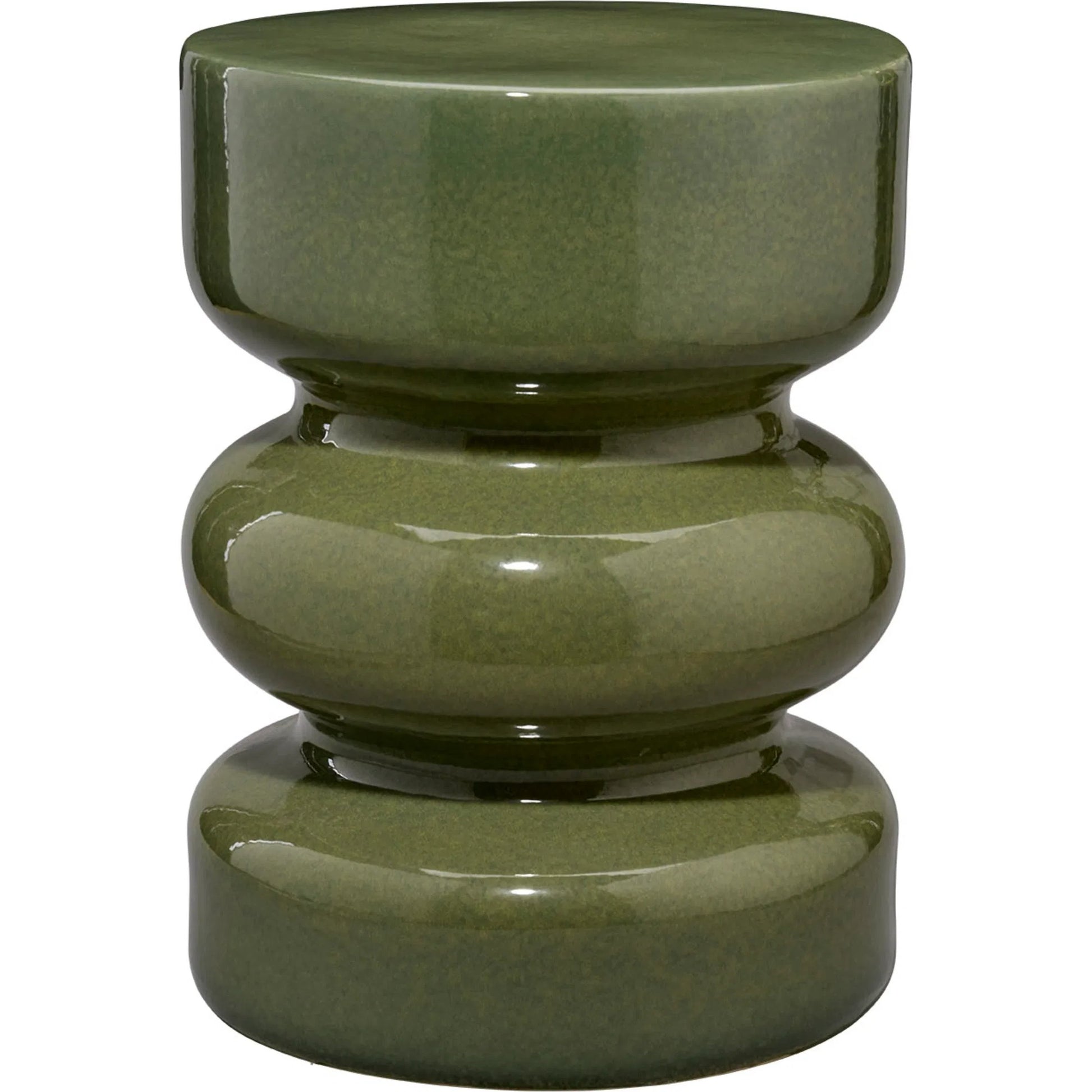 Saguaro Garden Stool by Jamie Young in green and reactive green glaze. Made from ceramic in a eclectic & global style.