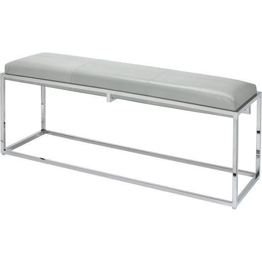 Shelby Leather Bench by Jamie Young in grey & nickel. Made from metal in a transitional style.