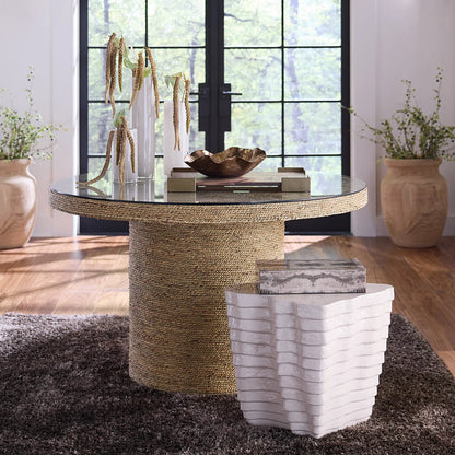 Strata Side Table by Jamie Young. Made from concrete in a unique style.