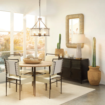 Sweetwater Dining Chair by Jamie Young in off white leather & black forged iron. Made from leather, forged iron in a modern style.