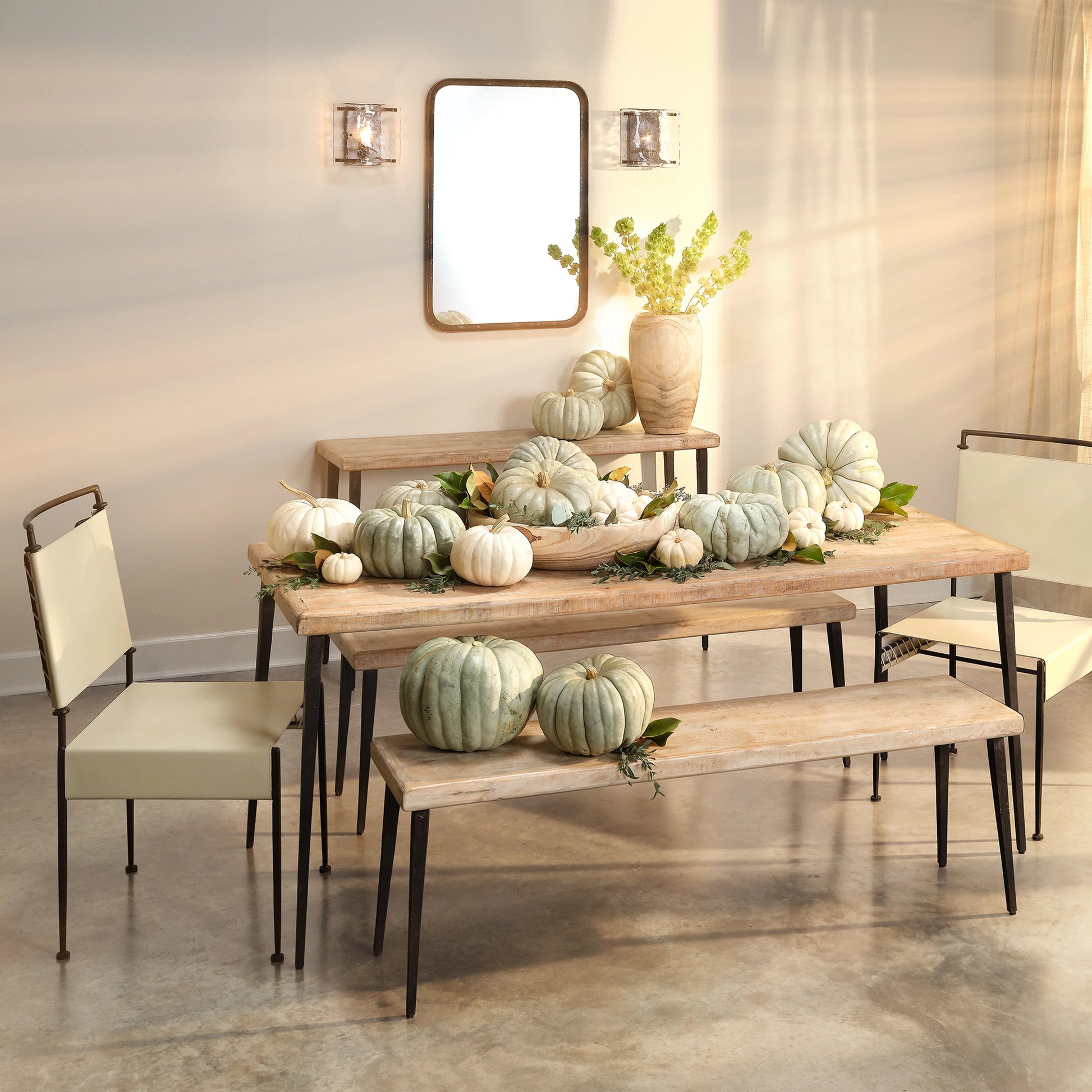 Sweetwater Dining Chair by Jamie Young in off white leather & black forged iron. Made from leather, forged iron in a modern style.
