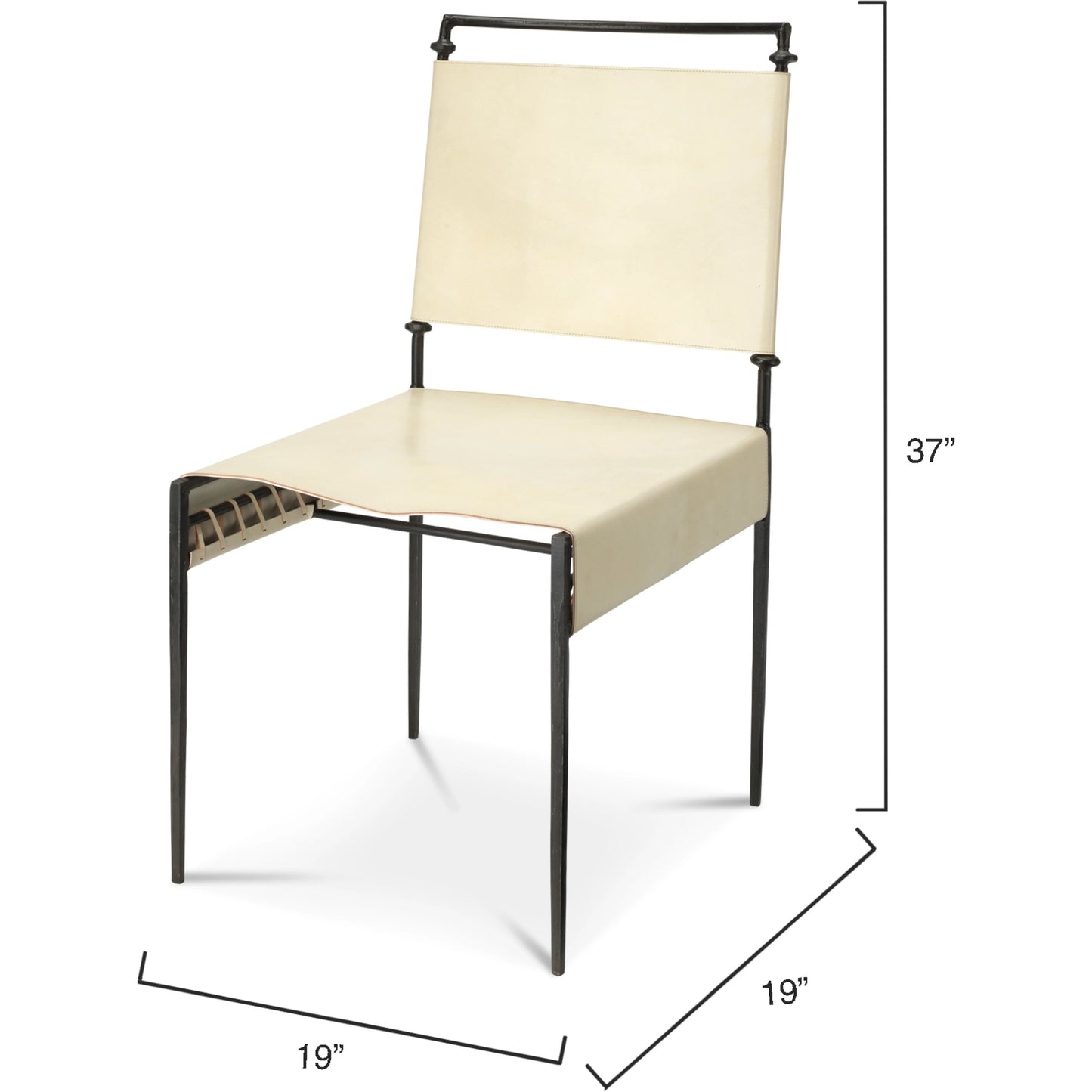 002 SI-1822231 | Additional Silo | Sweetwater Dining Chair by Jamie Young in off white leather & black forged iron. Made from leather, forged iron in a modern style.