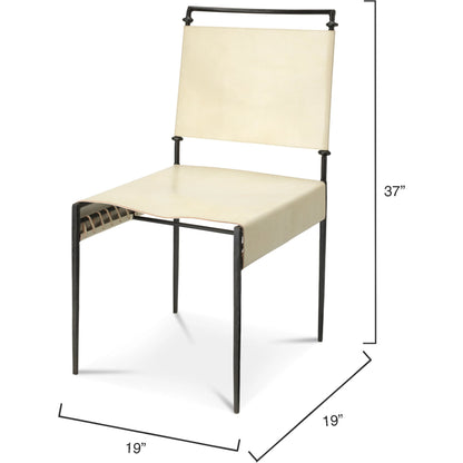 Sweetwater Dining Chair by Jamie Young in off white leather & black forged iron. Made from leather, forged iron in a modern style.