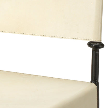Sweetwater Dining Chair by Jamie Young in off white leather & black forged iron. Made from leather, forged iron in a modern style.