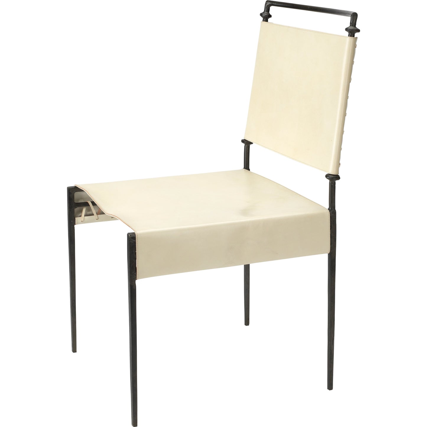 004 SI-1822231 | Additional Silo | Sweetwater Dining Chair by Jamie Young in off white leather & black forged iron. Made from leather, forged iron in a modern style.