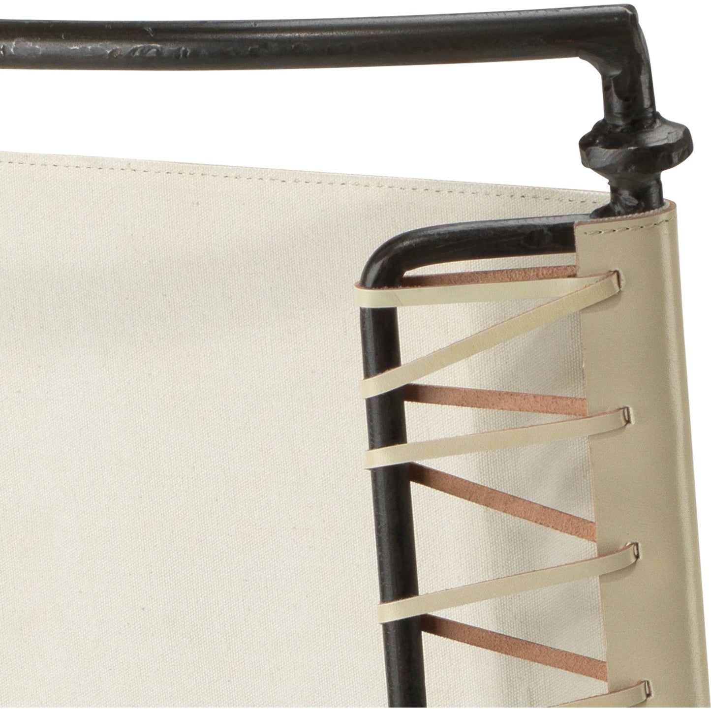 006 SI-1822231 | Closeup | Sweetwater Dining Chair by Jamie Young in off white leather & black forged iron. Made from leather, forged iron in a modern style.