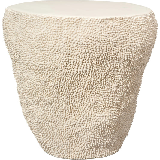 Uni Side Table by Jamie Young in cream white. Made from fiber glass in a coastal style.